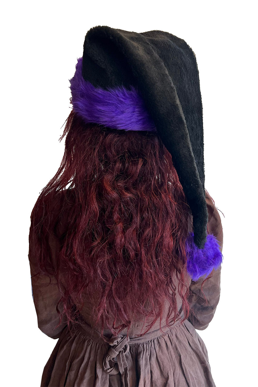 emo black and purple santa claus hat with pompom