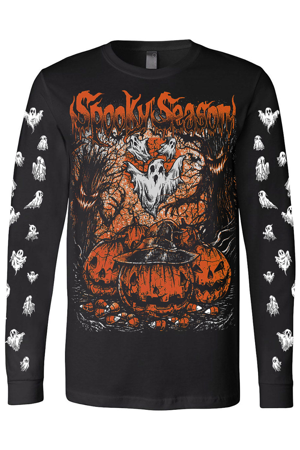 mens long sleeve ghost tshirt for halloween