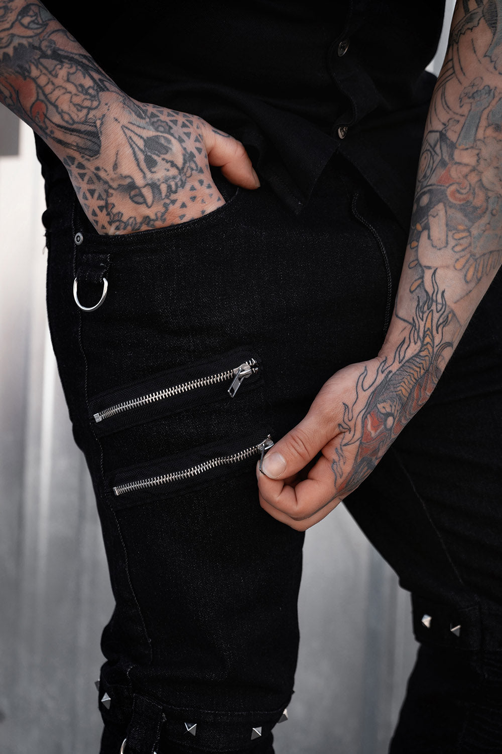 mens black denim cotton rockabilly pants