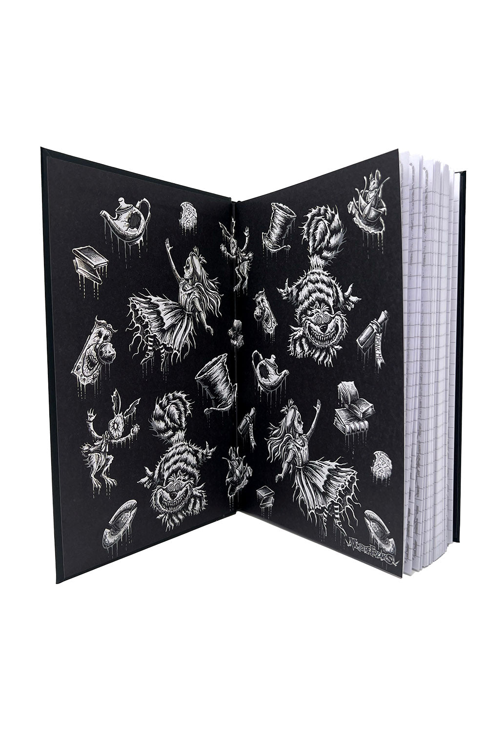alice in wonderland diary notebook with interior artwork from the tea party 