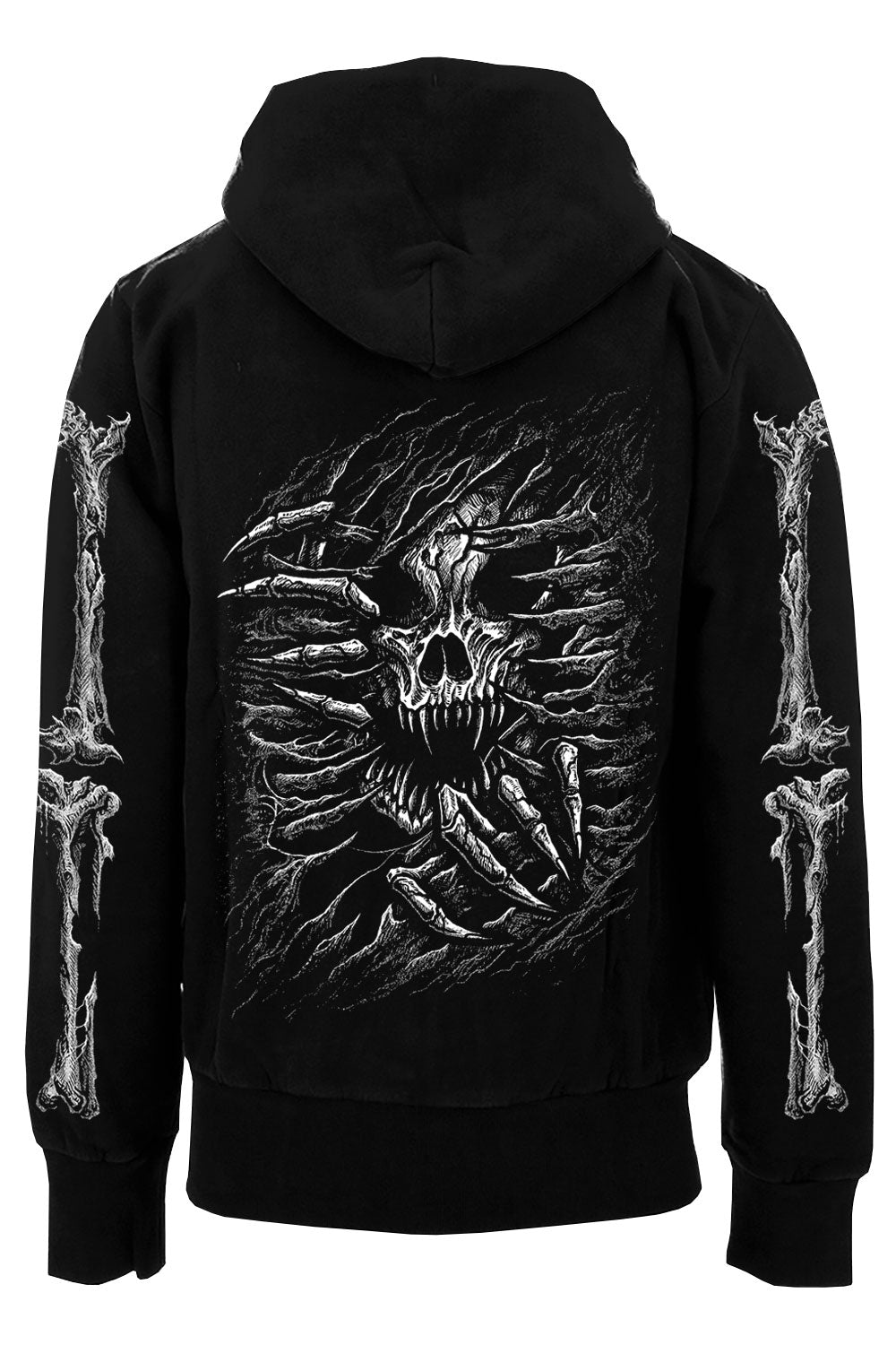 distressed skeleton bone sleeve hoodie