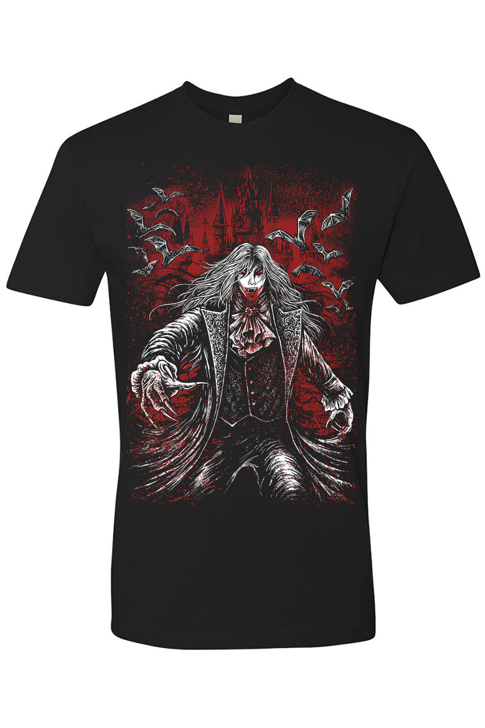 mens short sleeve vampire goth streetstyle shirt