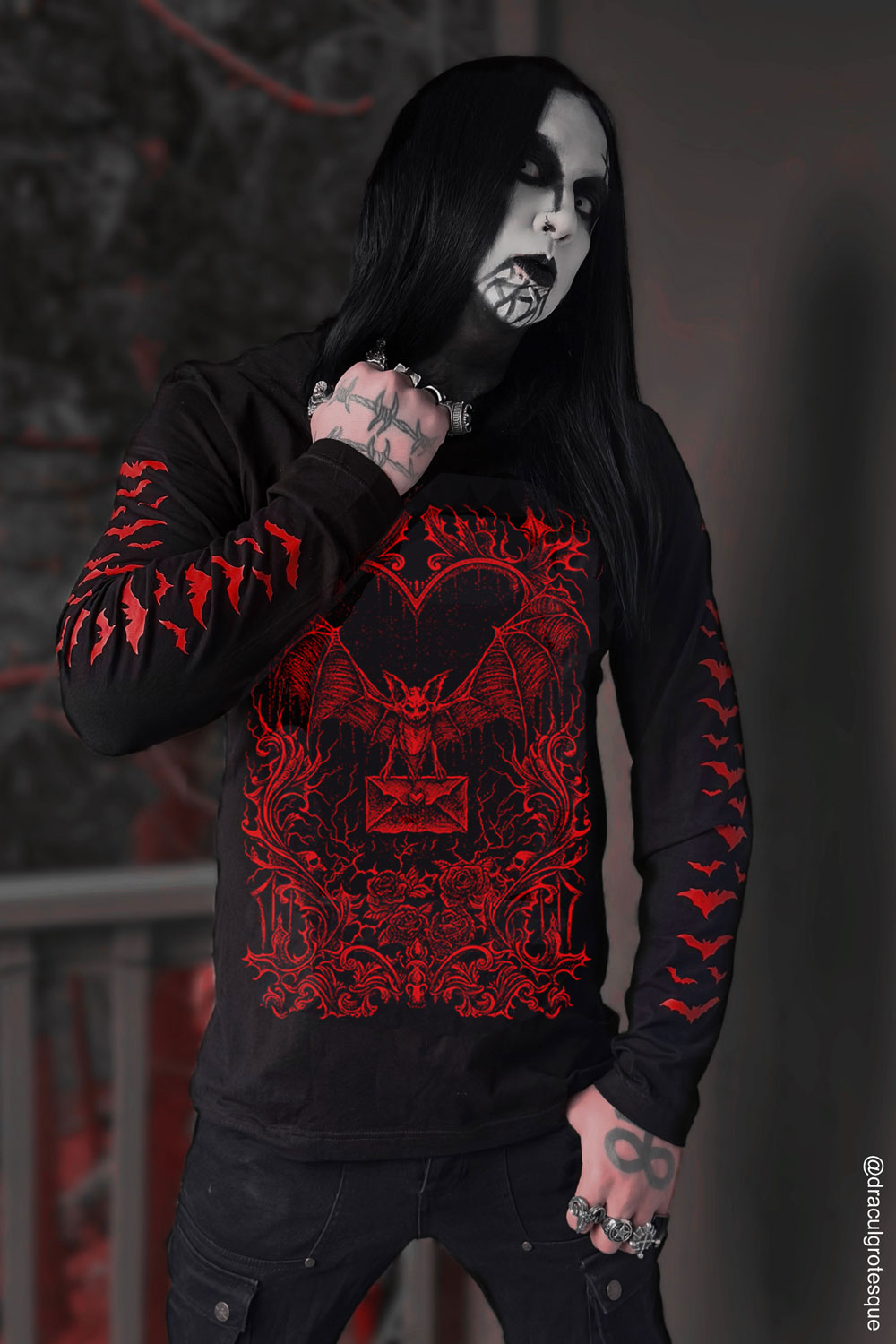 heavy metal long sleeve bat t-shirt