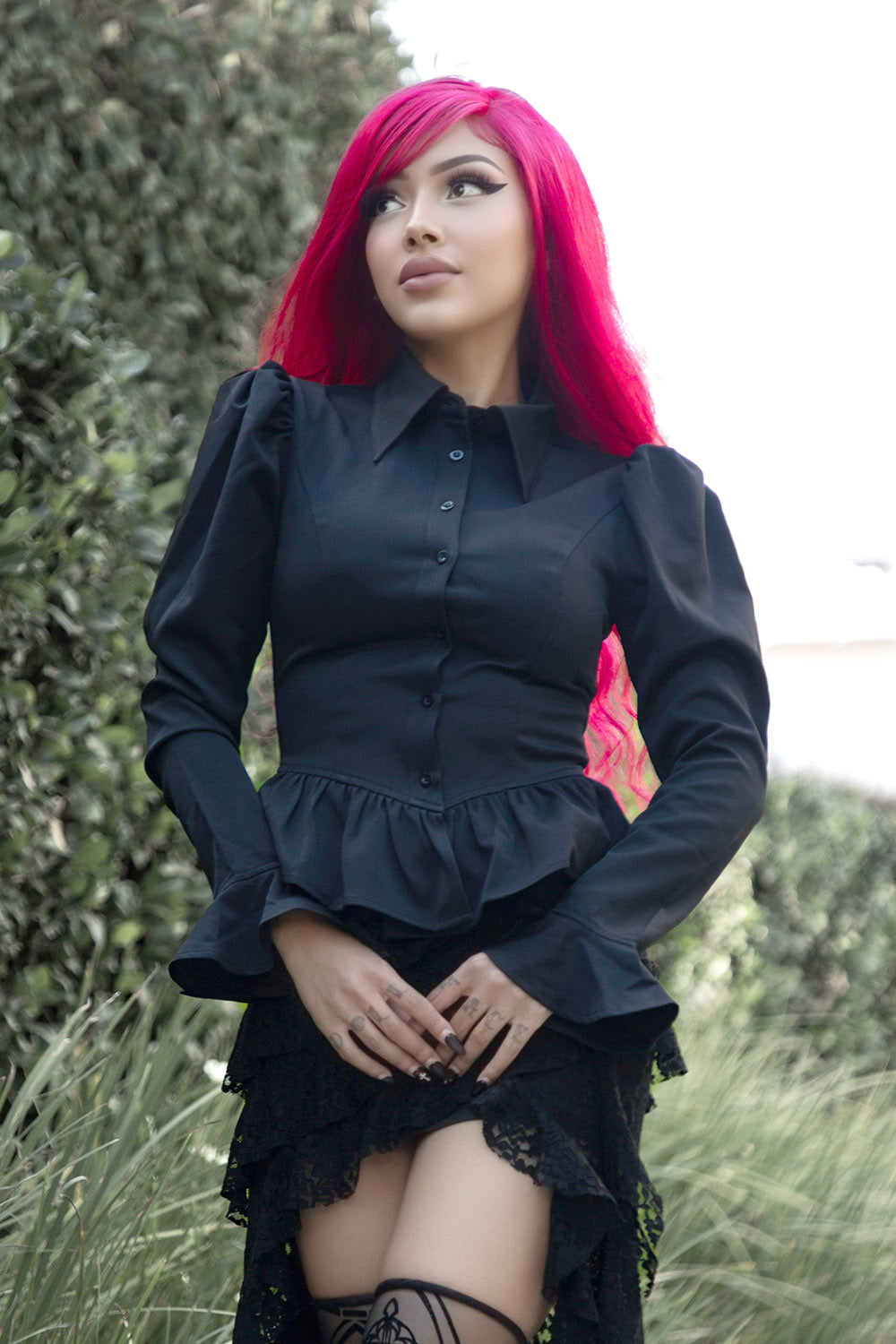 puff shoulder peplum victorian blouse