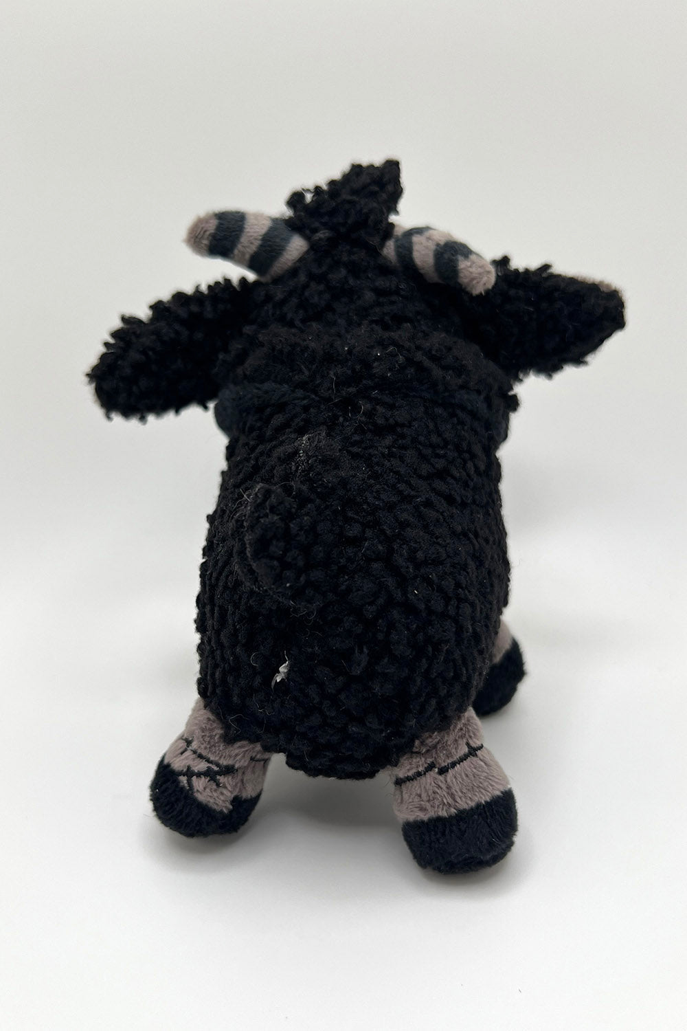 black and grey soft and fuzzy gothic little lamb stuffed animal keyring 