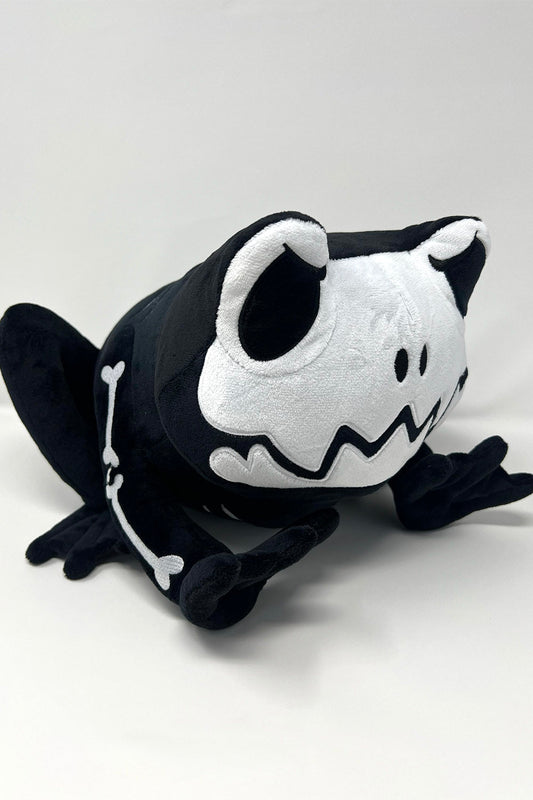 black and white skeleton toad plush toy