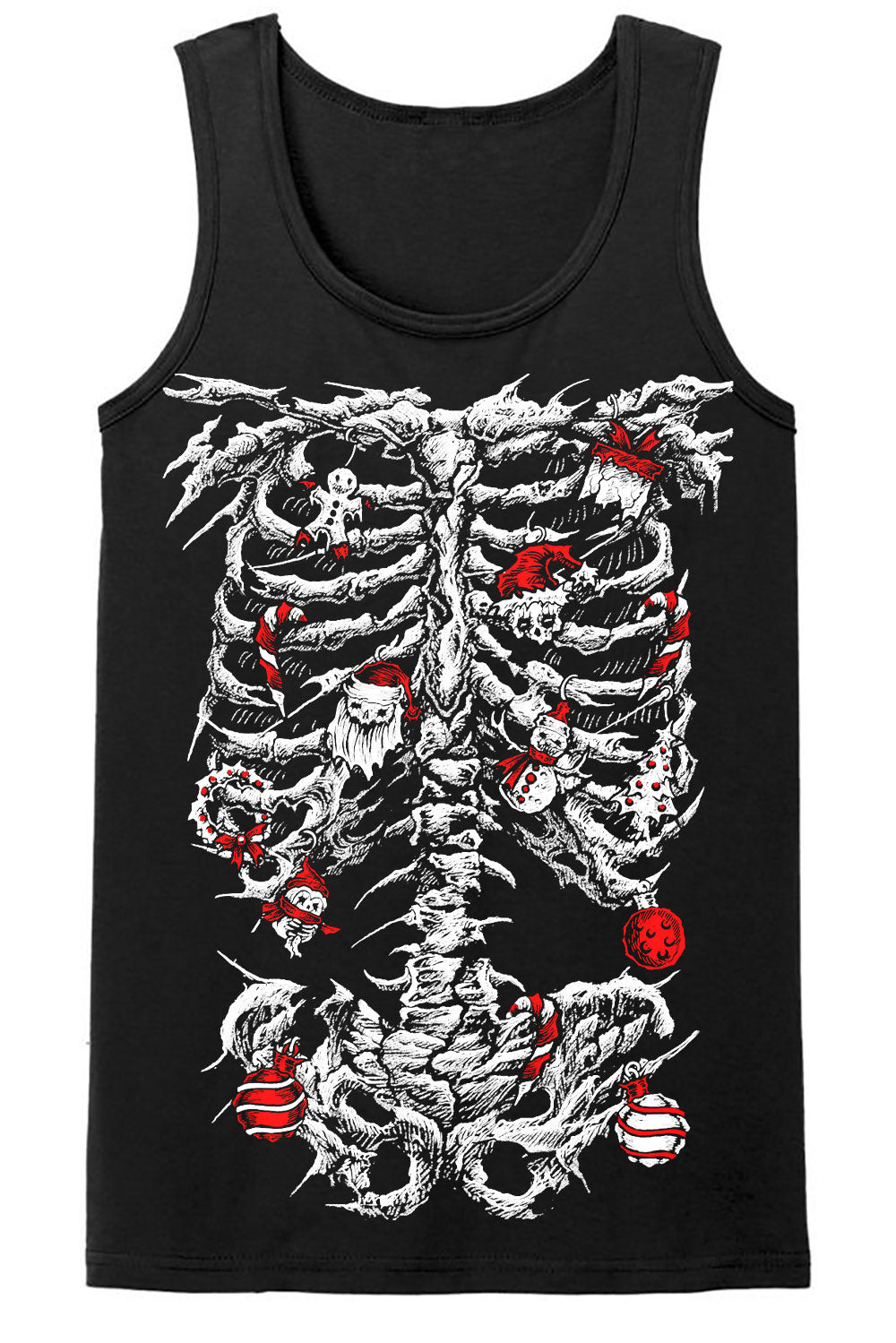 mens punk skeleton christmas tank top