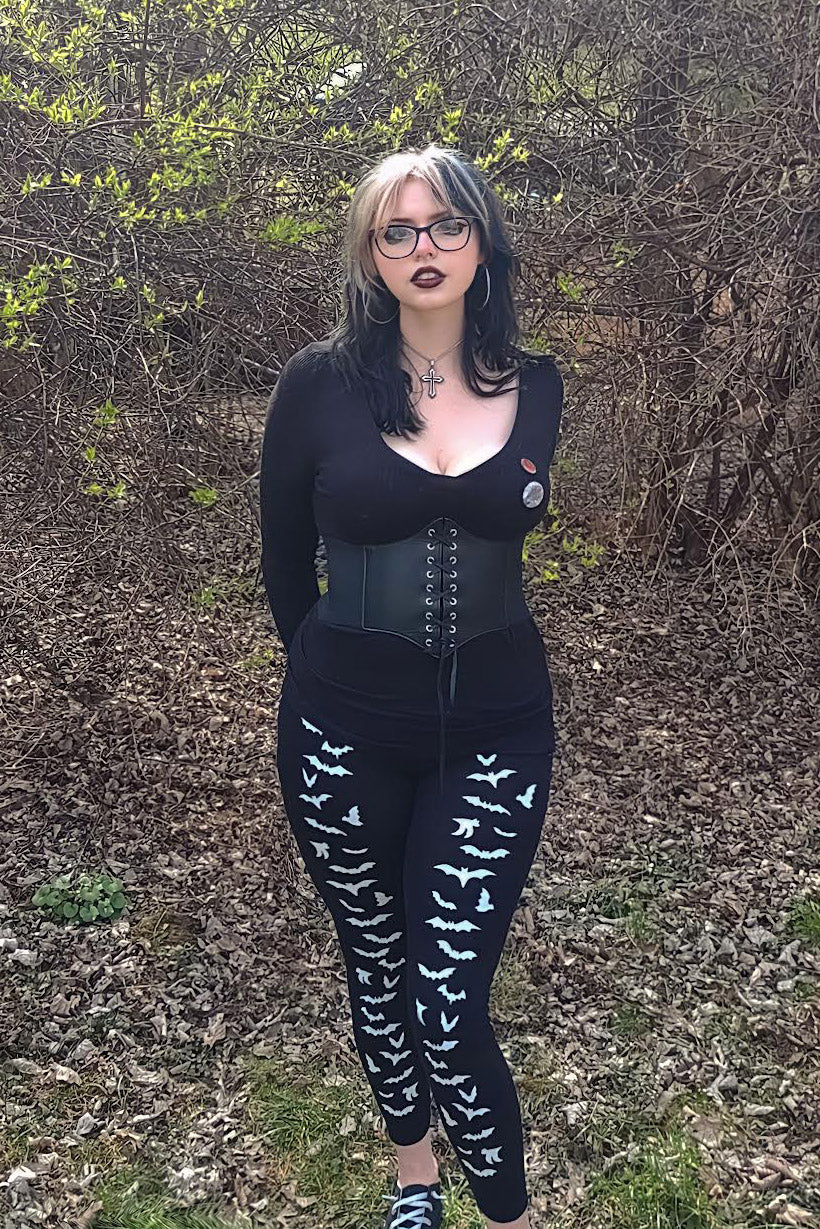 Vampire Bat Leggings [White Bats]