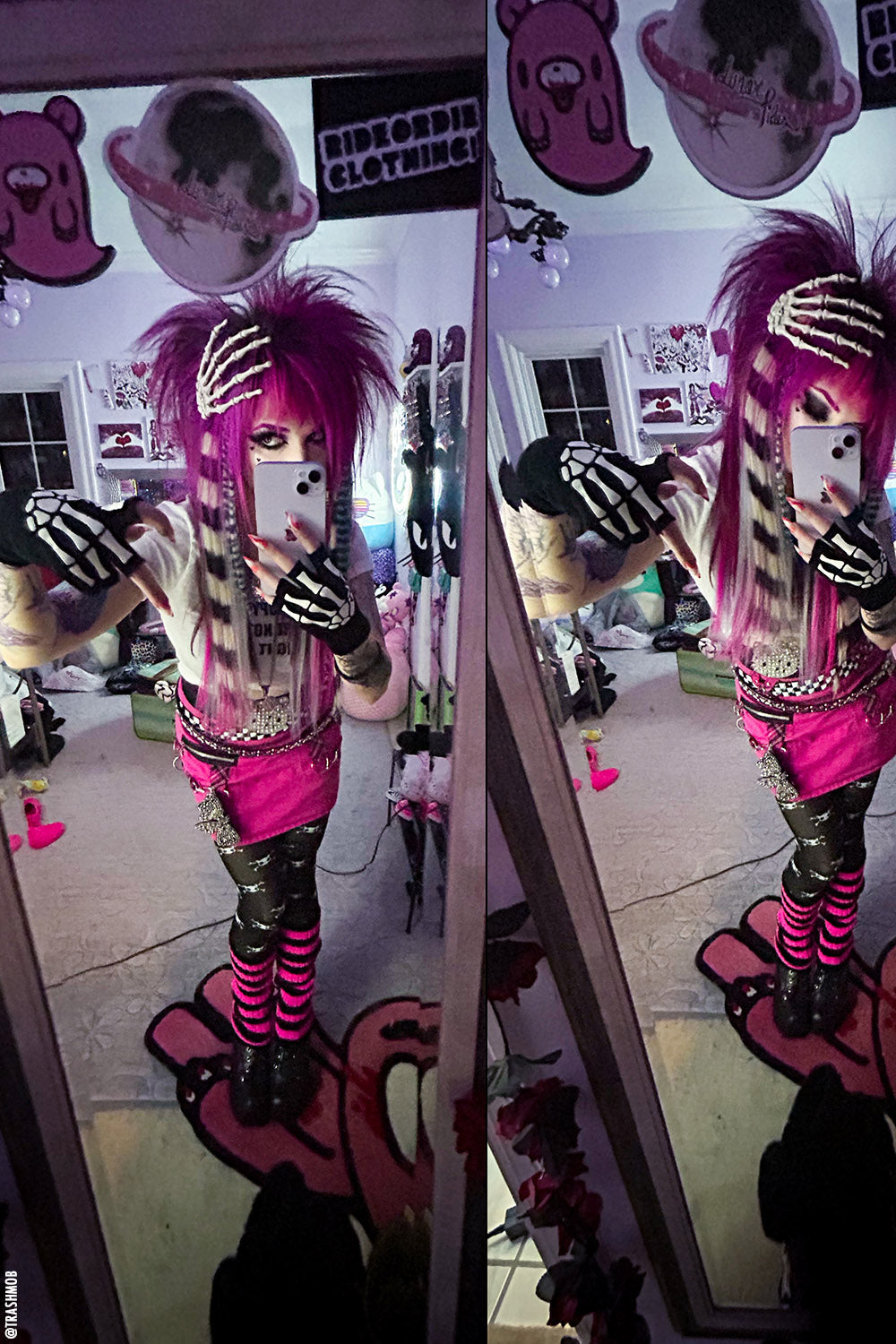 My Eyeliner’s Running Striped Leg Warmers [Black/Pink]