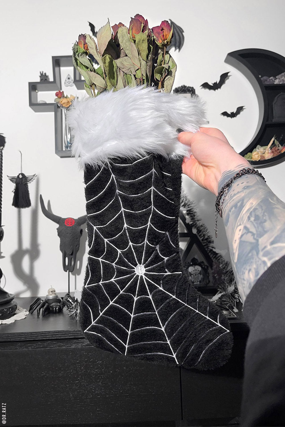 Black Widow Spiderweb Xmas Stocking