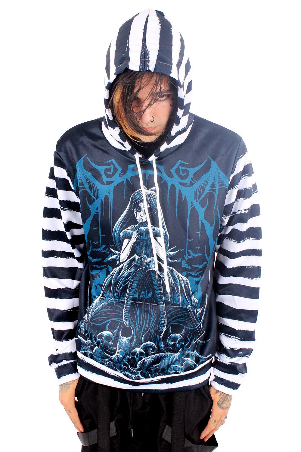 VampireFreaks Dark Alice Striped Hoodie - VampireFreaks