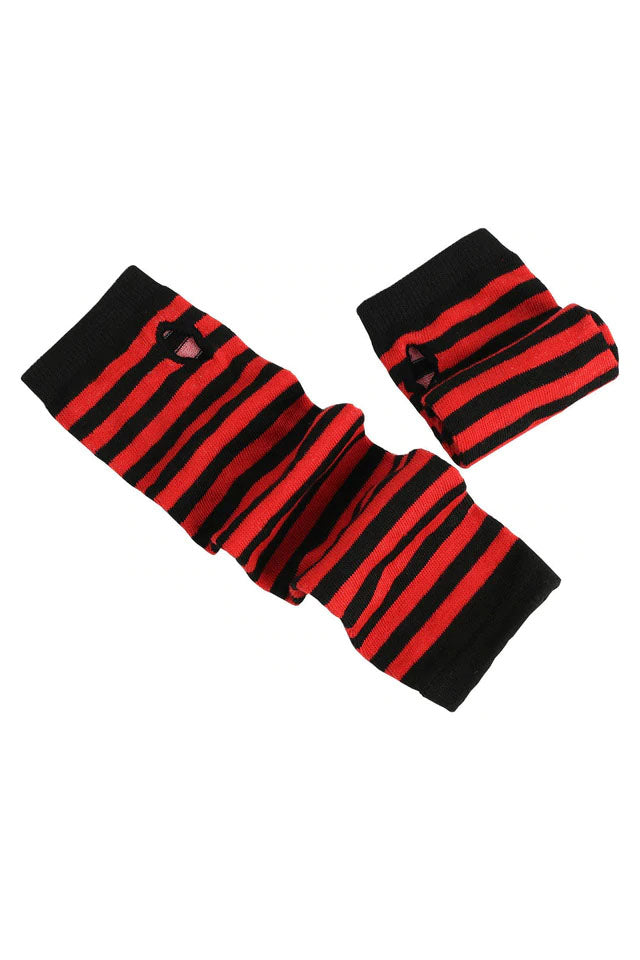 Emo Striped Arm Warmers [Black/Red]