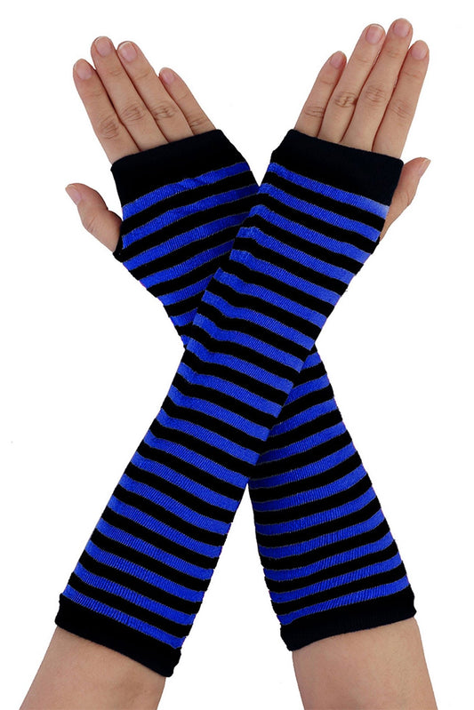 Emo Striped Arm Warmers [Black/Blue]