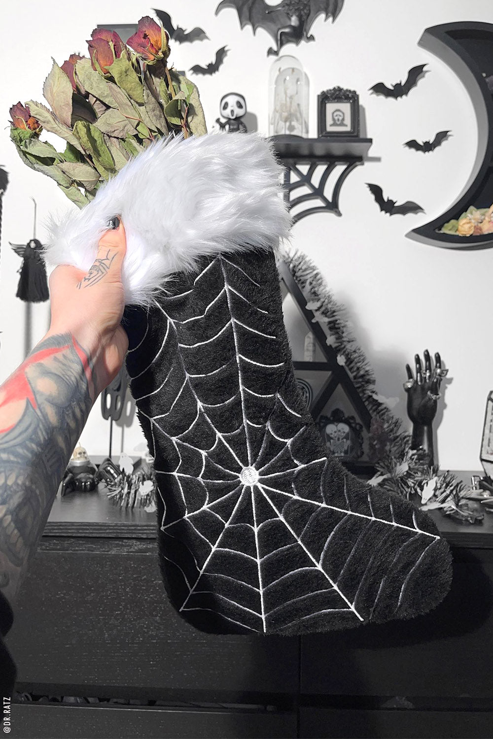 Black Widow Spiderweb Xmas Stocking