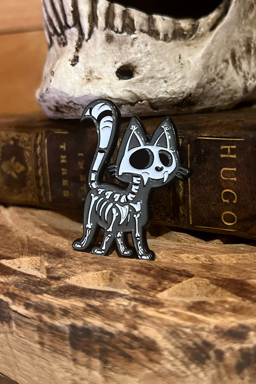 Skelekitty Enamel Pin