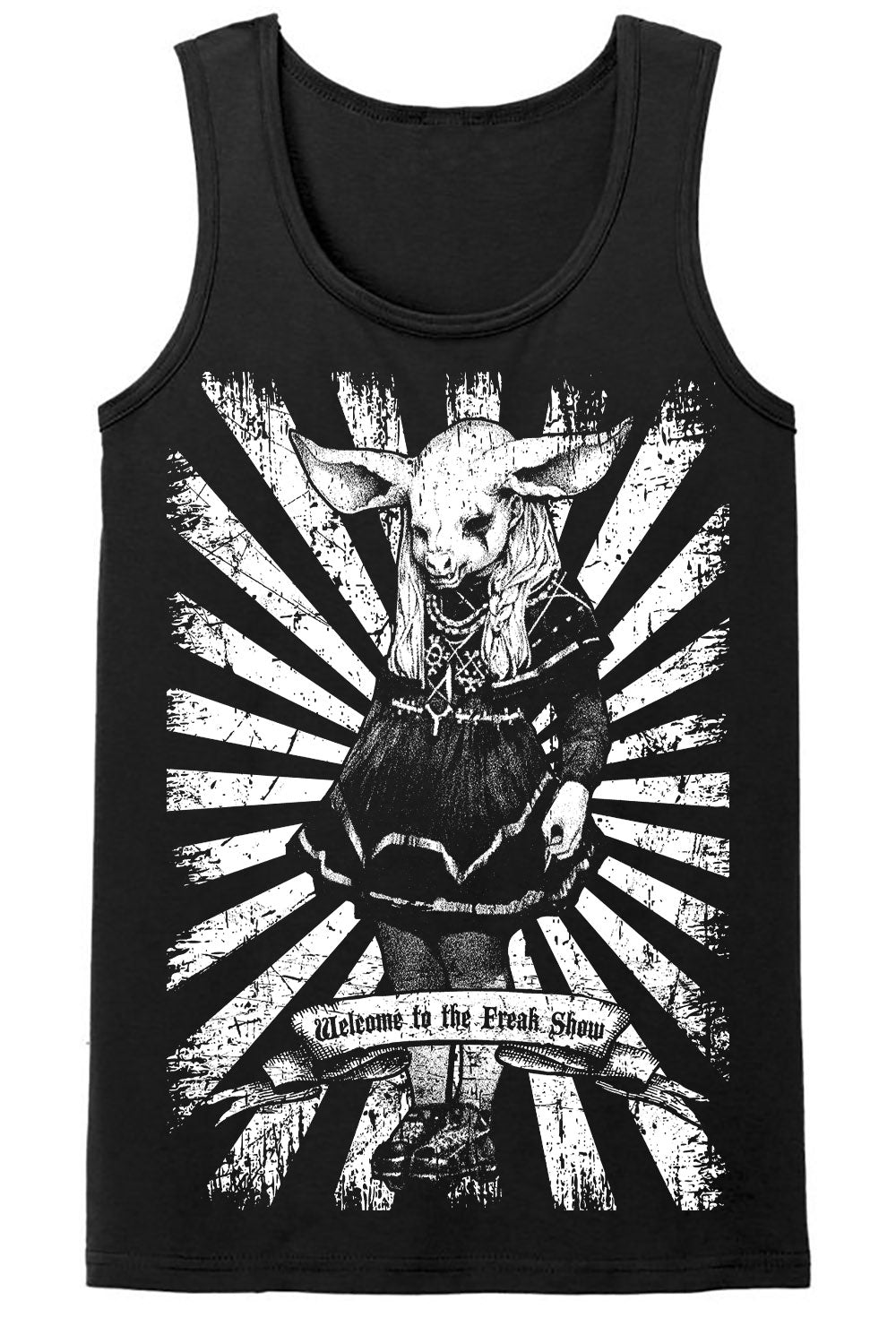 mens black occult oddities tank top