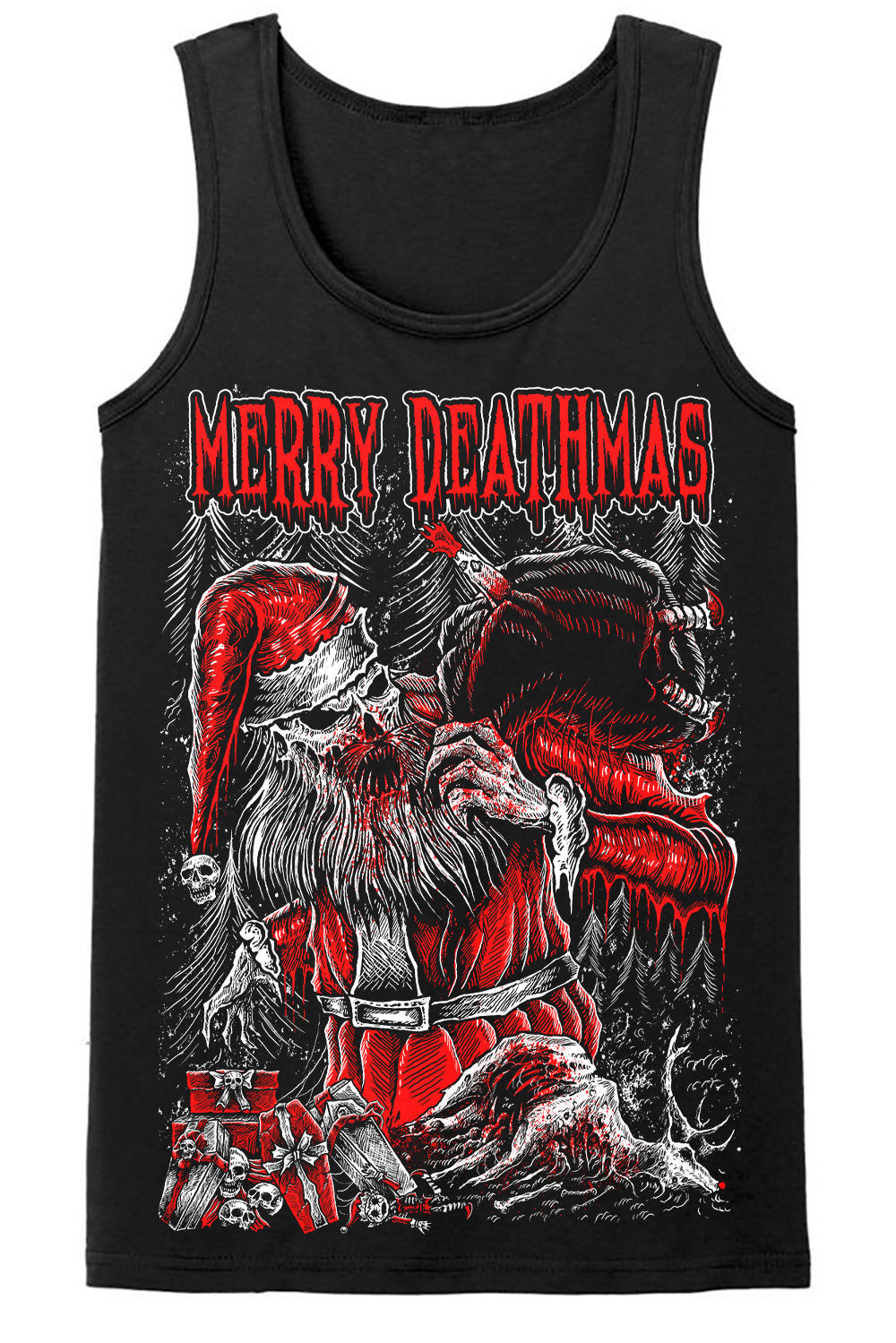 mens heavy metal santa shirt tank top