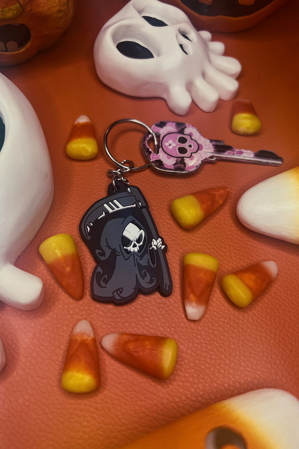 skater punk grim reaper keychain