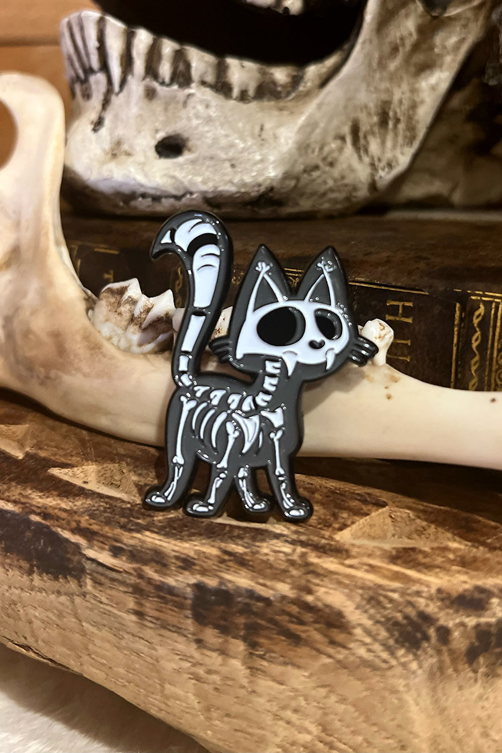 Skelekitty Enamel Pin