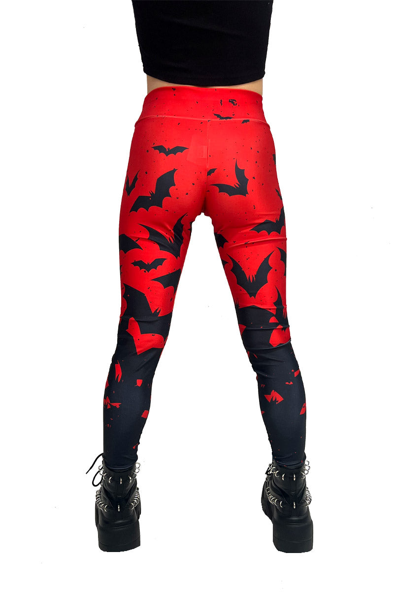 Bite Me Vampire Bat Leggings [RED/BLACK]