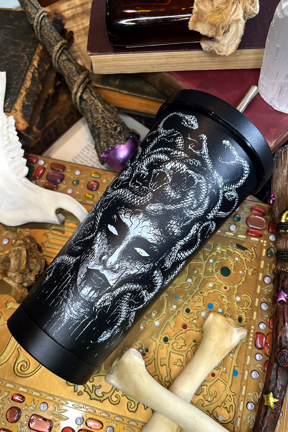 goth serpent travel mug