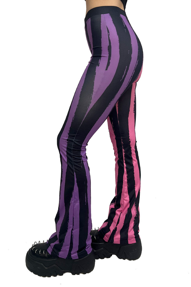 Sweet Spooks Pastel Goth Striped Flares [PINK/PURPLE]