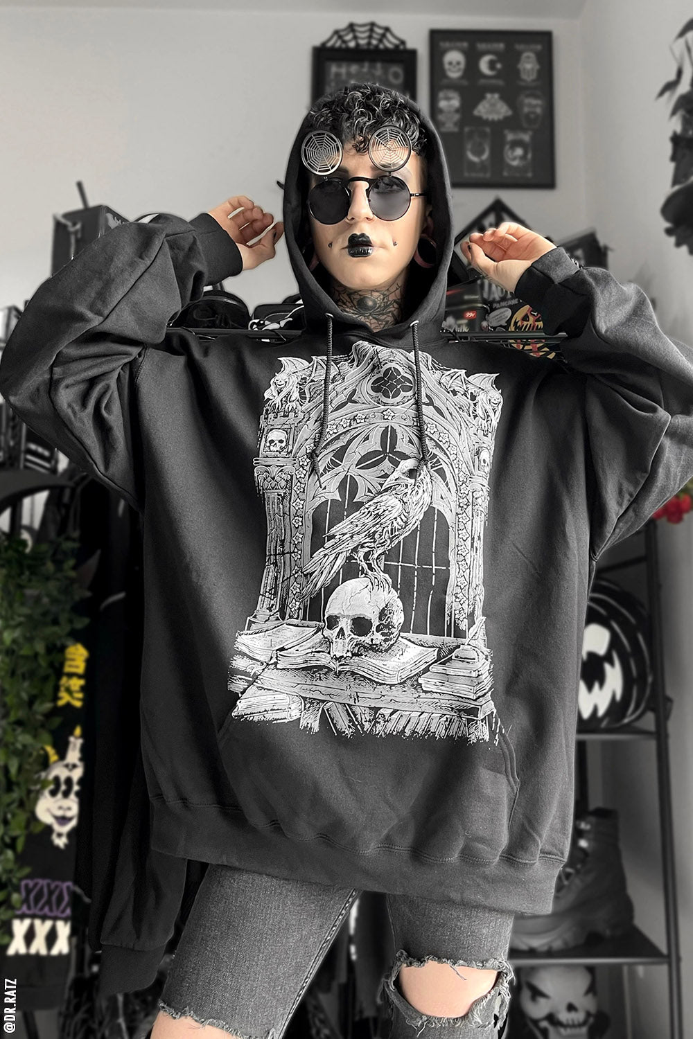 Quoth the Raven Hoodie [GRAY] [Zipper or Pullover]