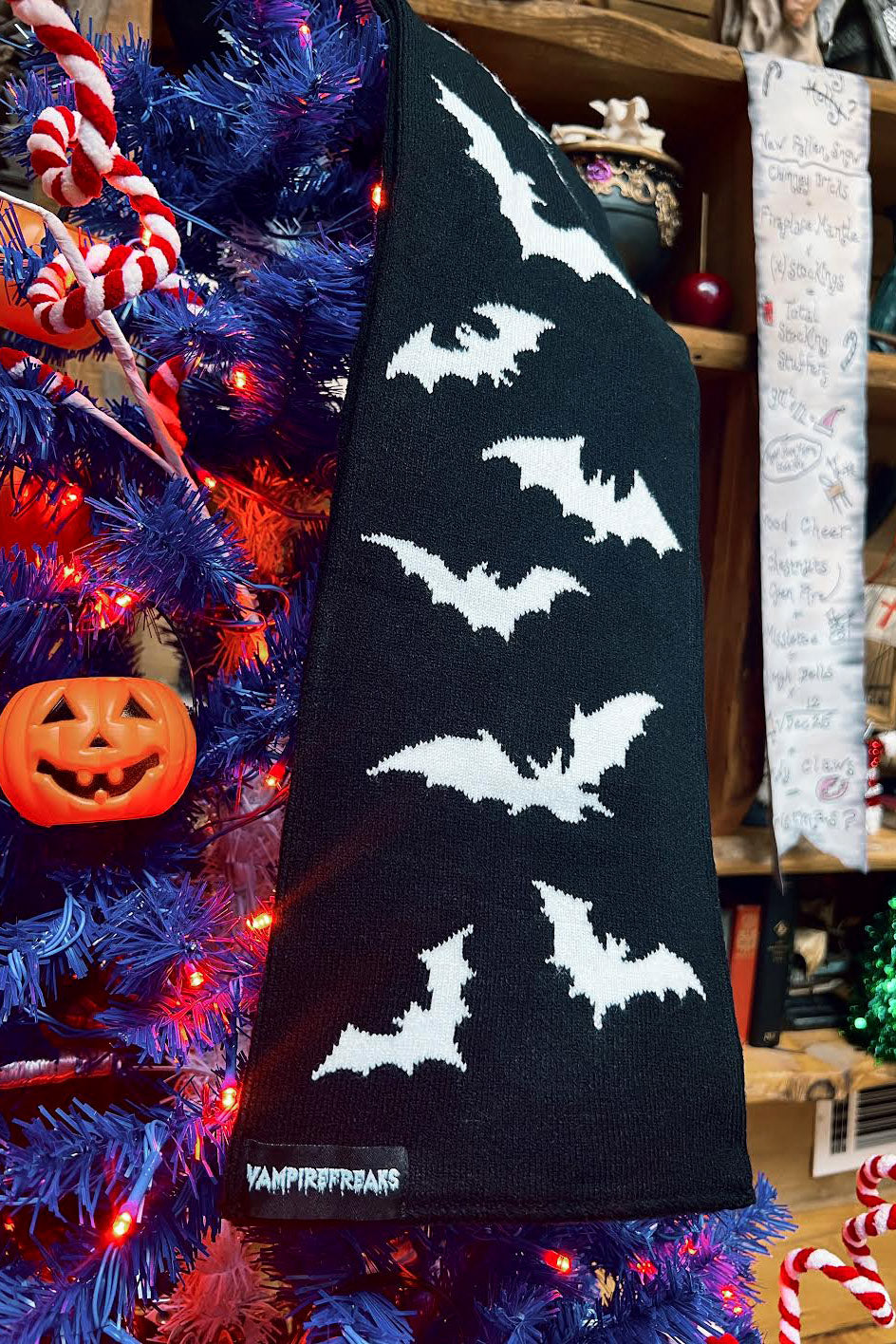 womens gothic winter bat scarf