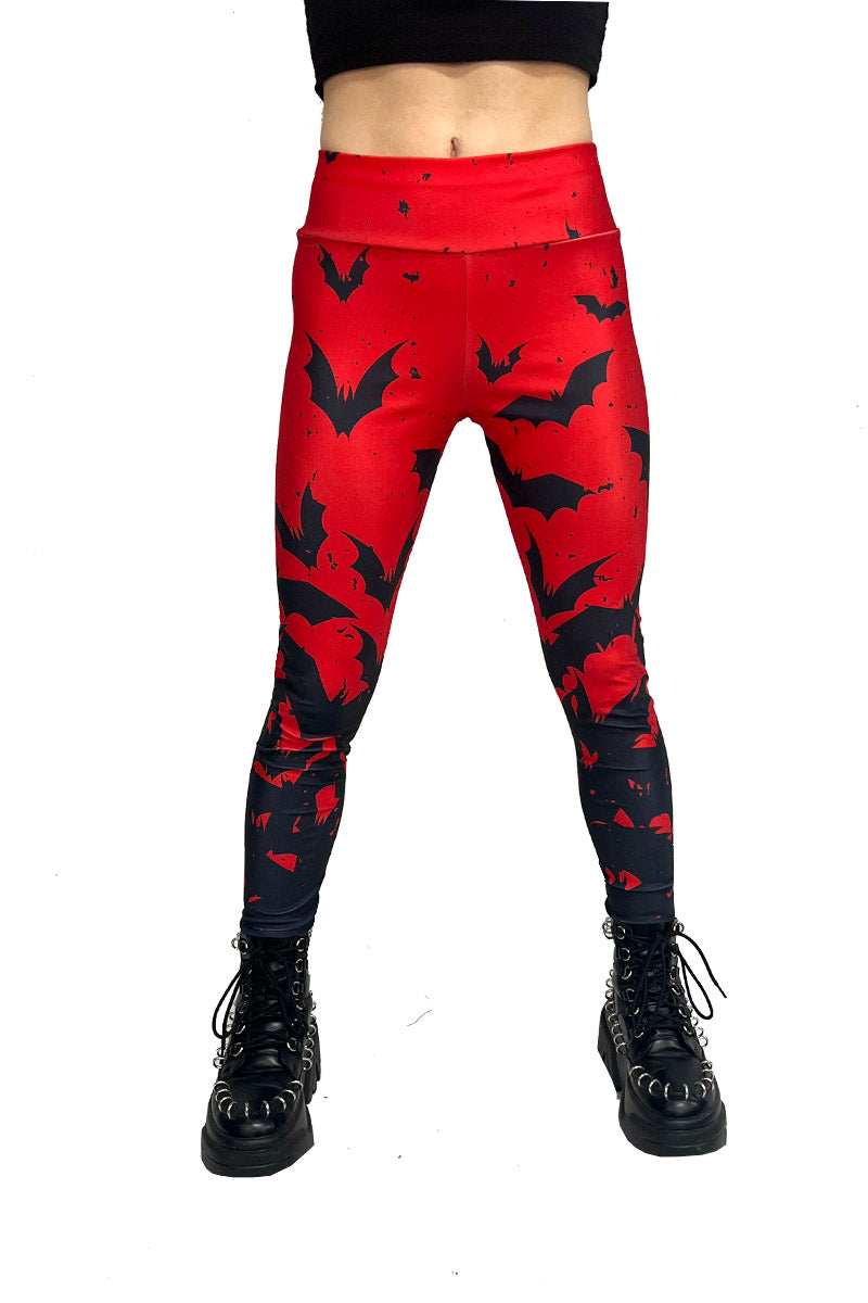 Bite Me Vampire Bat Leggings [RED/BLACK]