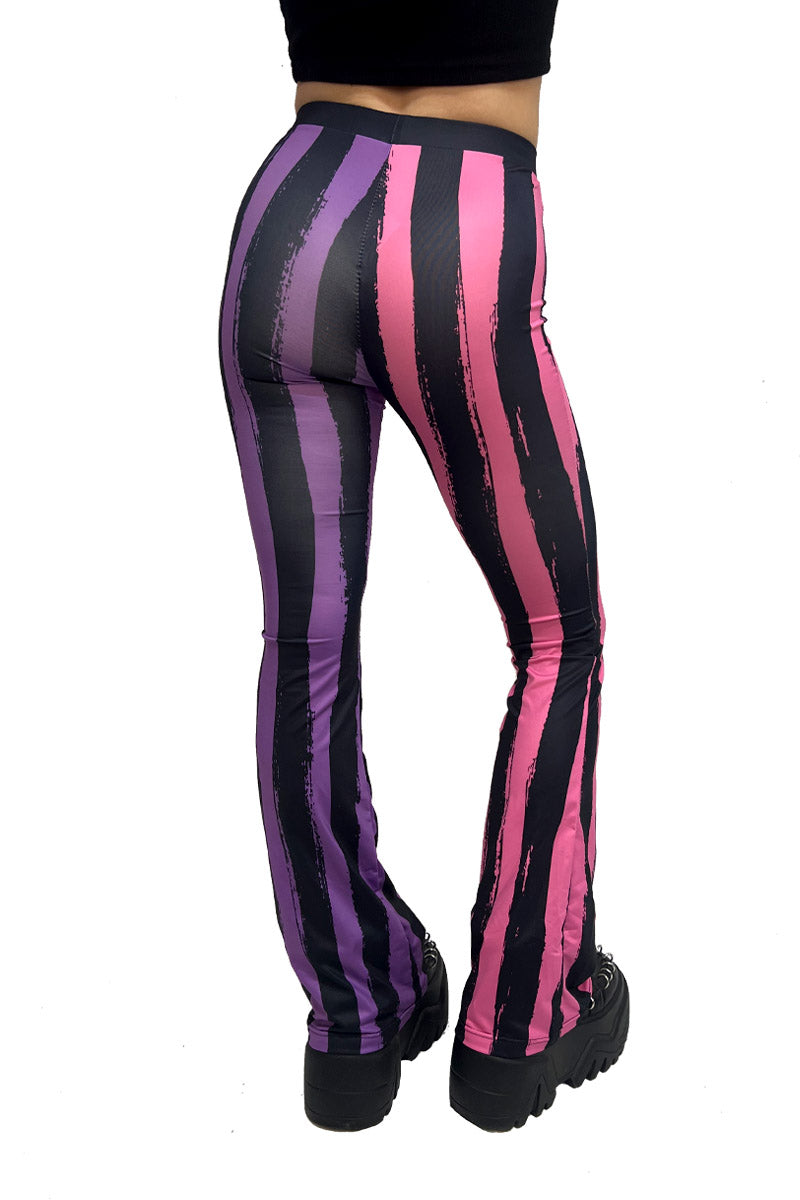 Sweet Spooks Pastel Goth Striped Flares [PINK/PURPLE]