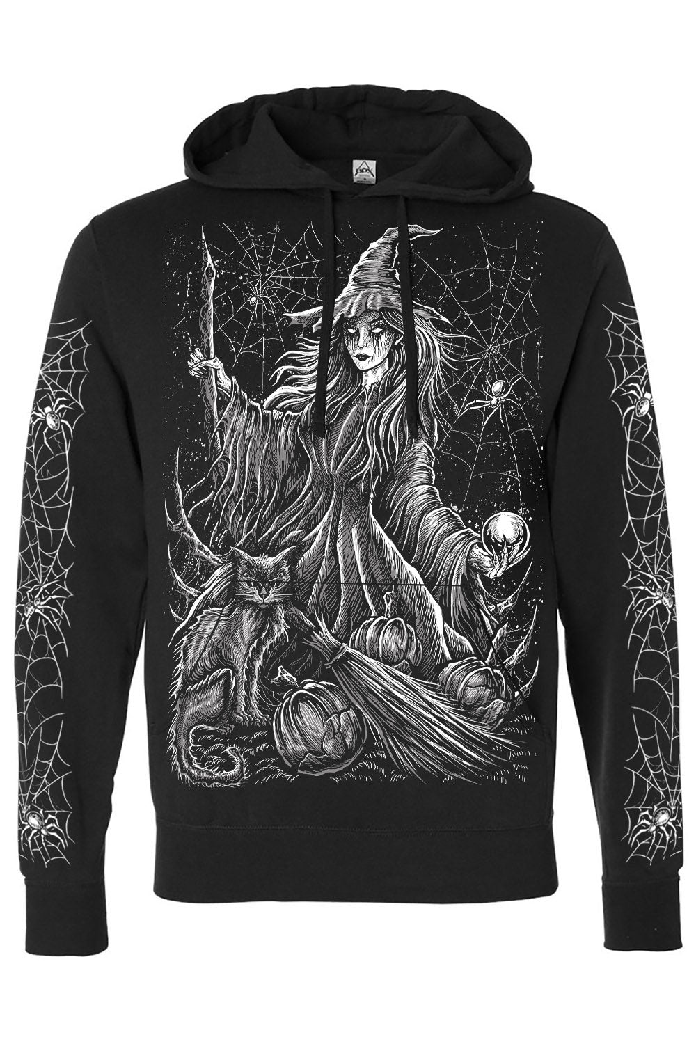 hoodie with spiderweb sleeves