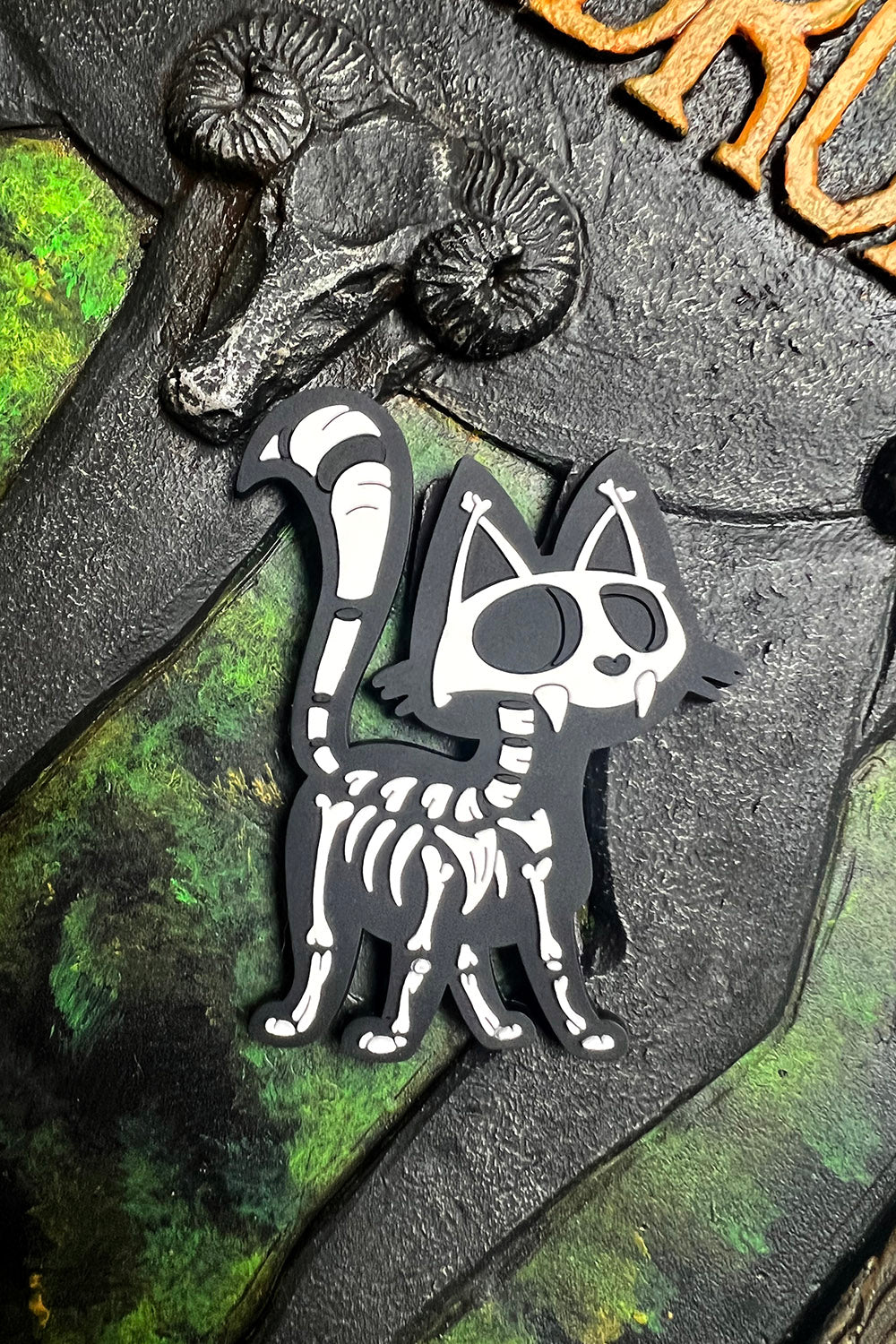 skeleton cat magnet