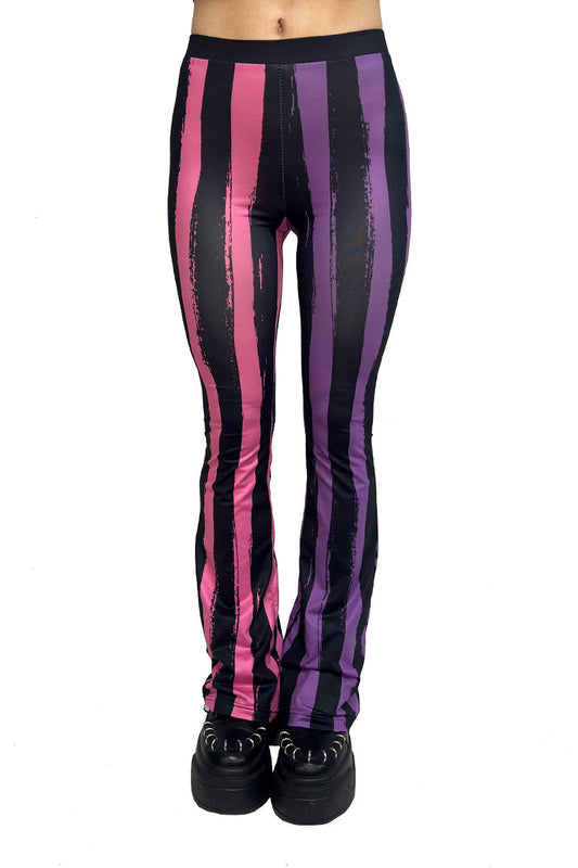 Sweet Spooks Pastel Goth Striped Flares [PINK/PURPLE]