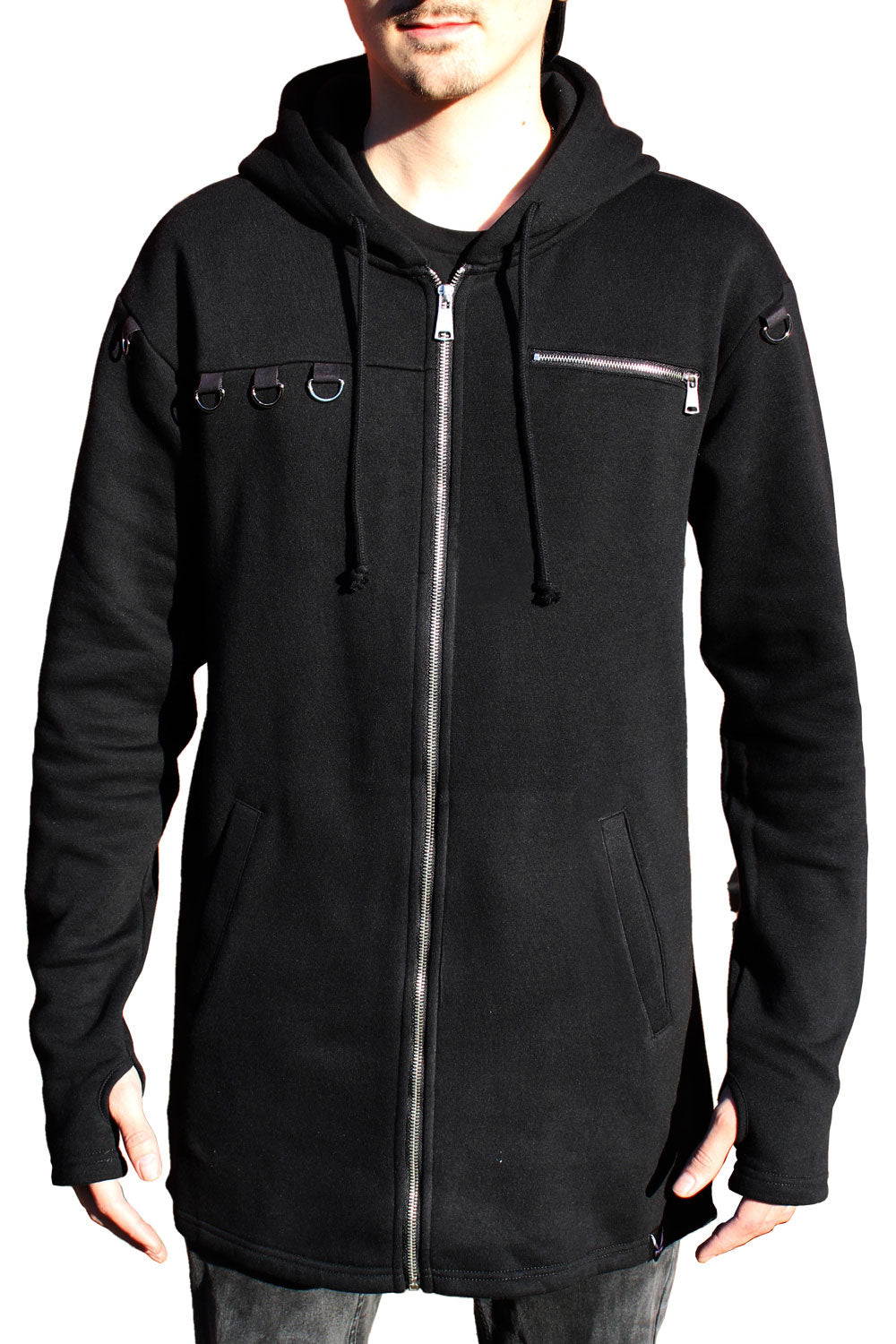 mens extra long punk hoodie