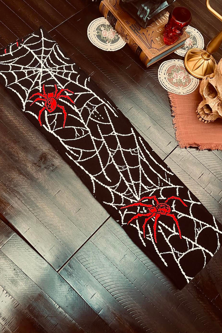 womens knitted spider scarf