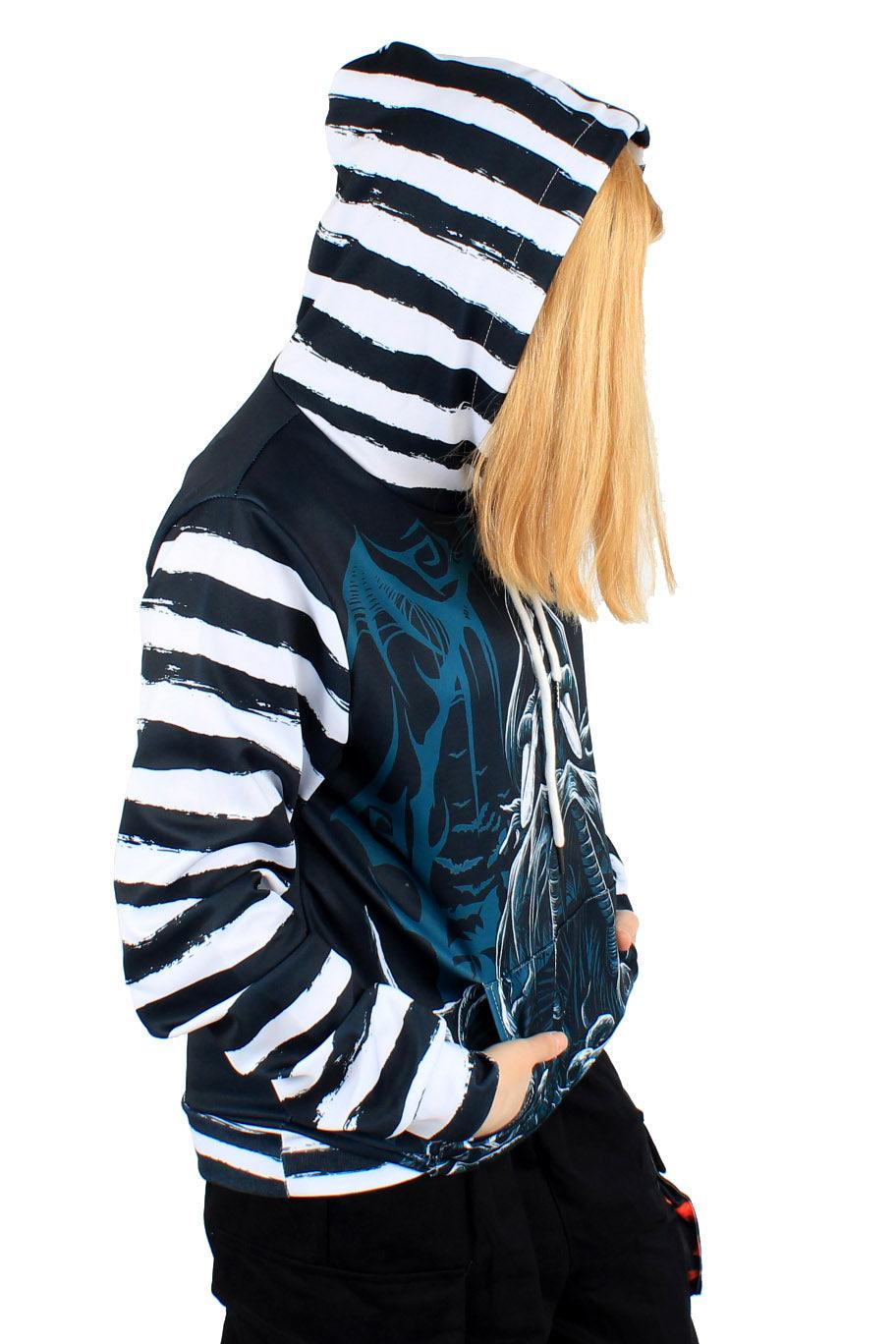 VampireFreaks Dark Alice Striped Hoodie - VampireFreaks