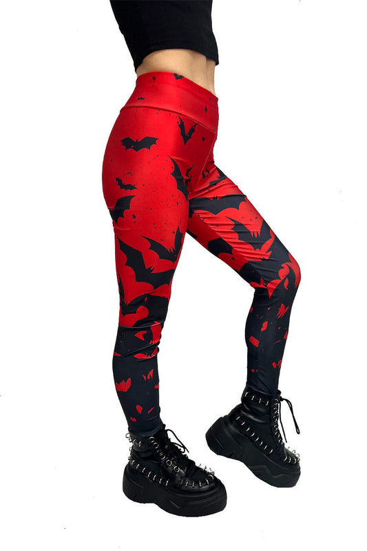 Bite Me Vampire Bat Leggings [RED/BLACK]